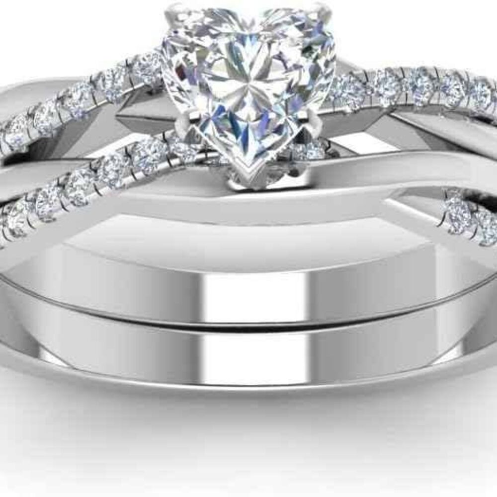 1.84 CT Moissanite Heart Cut Engagement Ring Set 925 Sterling Silver Band 9.5